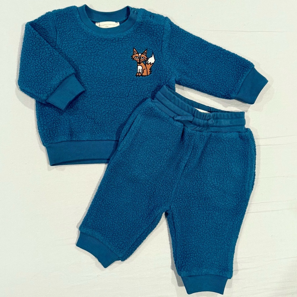 New Stella McCartney Kids Teddy Tracksuit Boys 3M Girls Fox Sweatshirt Pants Set